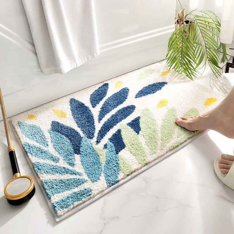 Ownkoti Leaf Pattern Soft Non-Slip Bathroom Rug - image 1