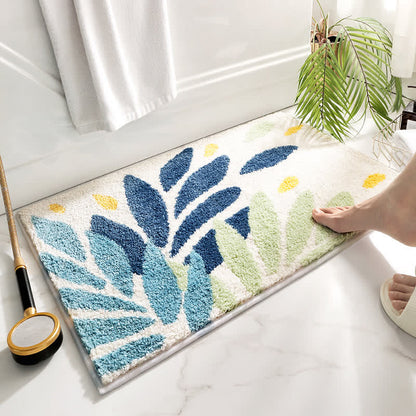 Ownkoti Leaf Pattern Soft Non-Slip Bathroom Rug - image 1