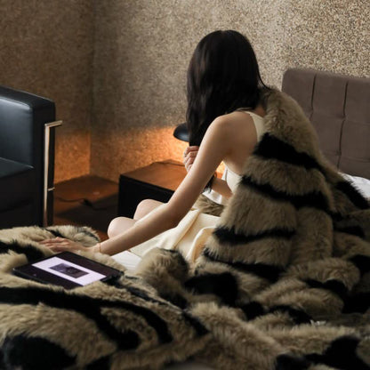 Modern Zebra Print Faux Fur Blanket - image 4