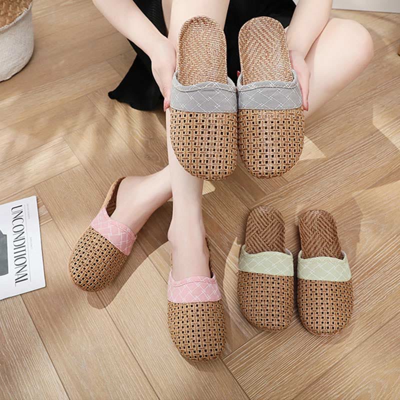 Modern Hollow-out Anti-slip Flax Slippers - image 1