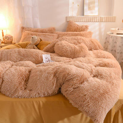 Fluffly Bedding Set Duvet Cover & Pillowcase - Camel - Queen - image 23