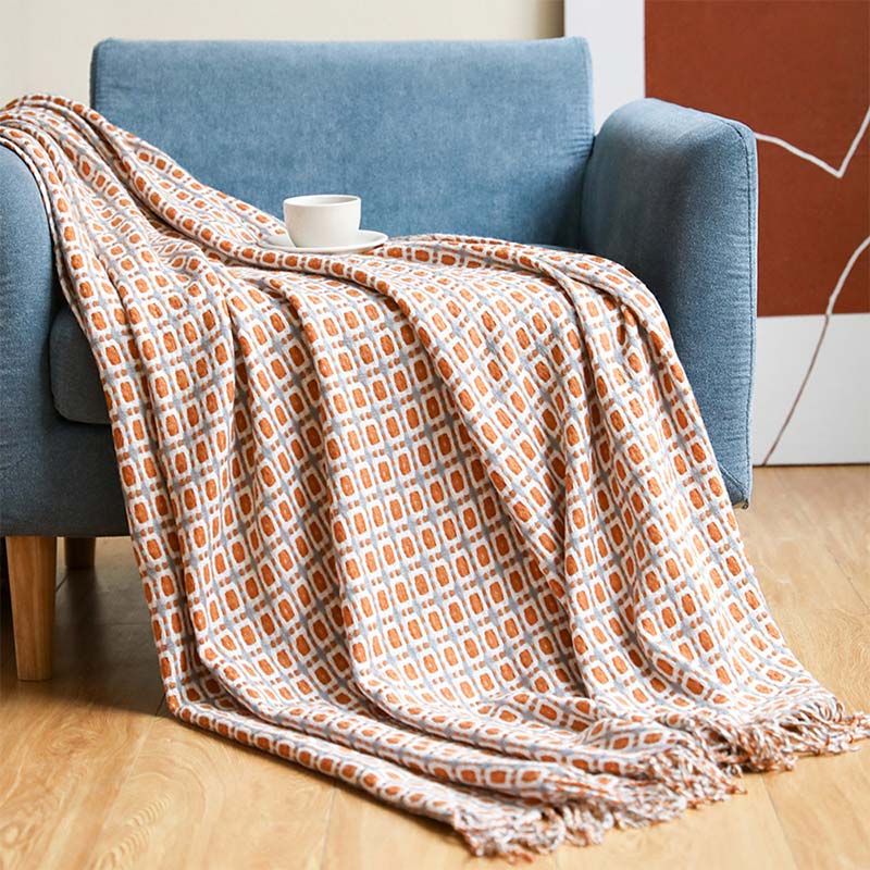 Ownkoti Knitted Sofa Blanket Couch Blanket With Tassels - Caramel - 51" x 86" - image 19