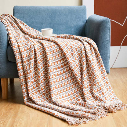 Ownkoti Knitted Sofa Blanket Couch Blanket With Tassels - Caramel - 51" x 86" - image 19