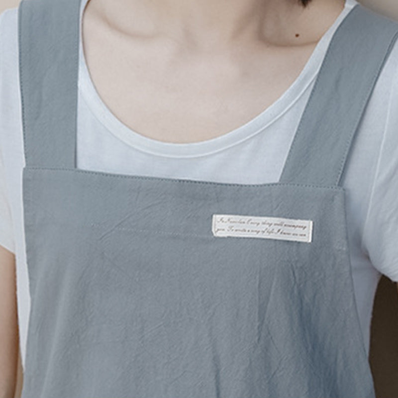 Simple Cotton Pure Color Cross-back Apron - image 11