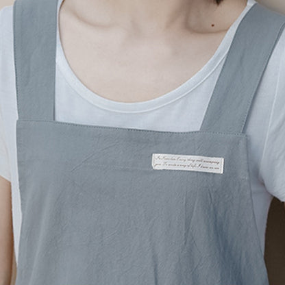 Simple Cotton Pure Color Cross-back Apron - image 11