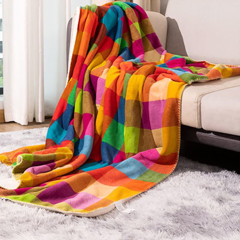 Ownkoti Colorful Plaid Pattern Thick Throw Blanket - image 1
