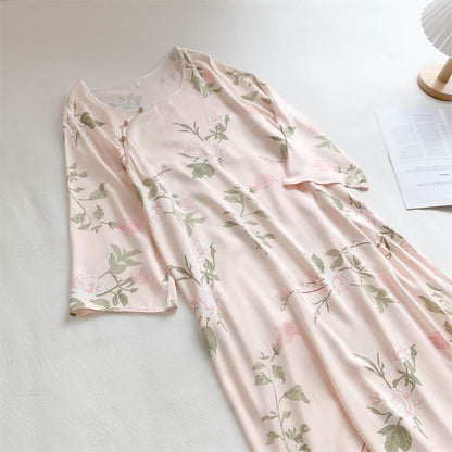 Pink Flower Print Soft Breathable Nightdress - image 2