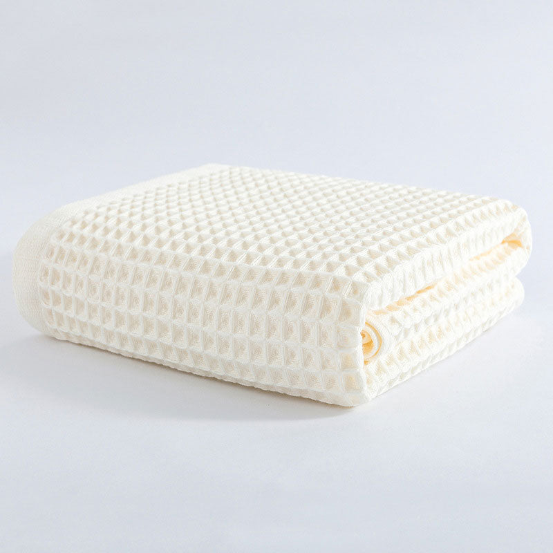 Ownkoti Breathable Cotton Waffle Weave Bath Towel - Milky - 70*140cm - image 6