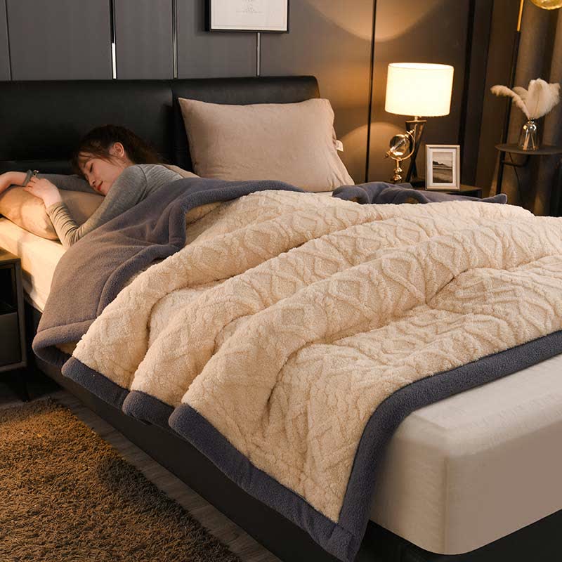 Luxurious Thick Warm Fleece Throw Blanket - Beige - Queen - image 7