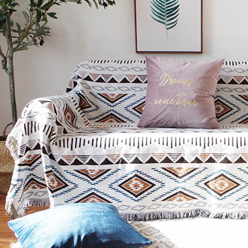 Bohemian Knitted Lounge Blanket with Tassel - image 4