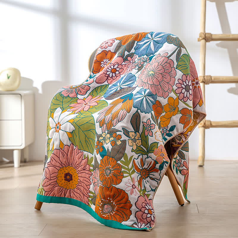 Floral Cotton Gauze Quick-drying Bath Towel - 80cm x 160cm - image 0