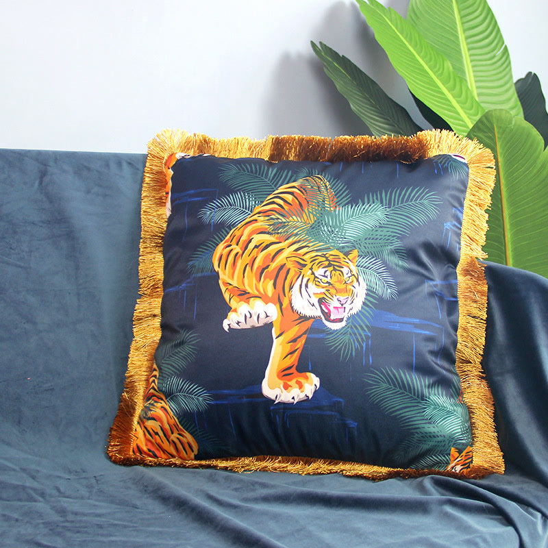 Animal Pattern Tassel Sofa Pillowcase - Tiger - 45cm x 45cm - image 3