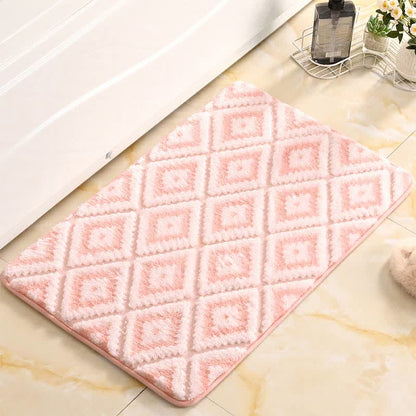 Diamond Lattice Soft Non-slip Bath Mat - Pink - 50cm x 80cm - image 4