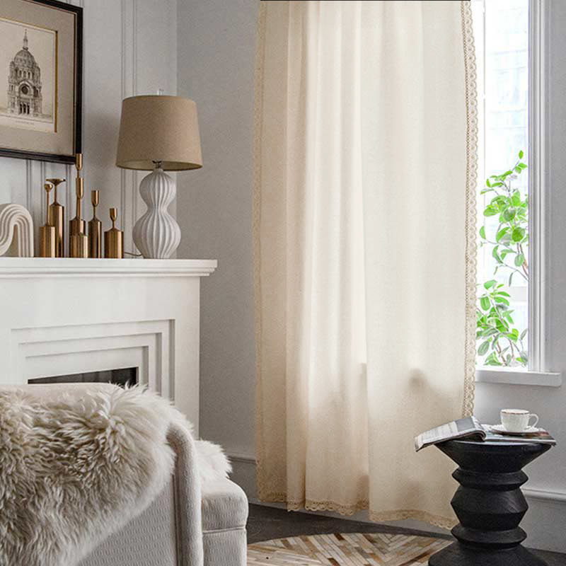 Cotton White Curtain Hollow-Out Drapes with Tassel - image 5