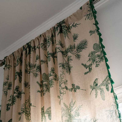 Green Pine Bird Pattern Tassel Curtain - image 7