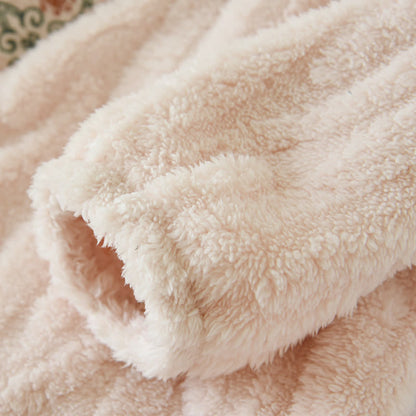 Retro Embroidery Soft Fleece Pajama Set - image 5