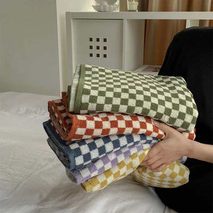 Ownkoti Checkerboard Plaid Colorblock Bath Towel Set - image 0