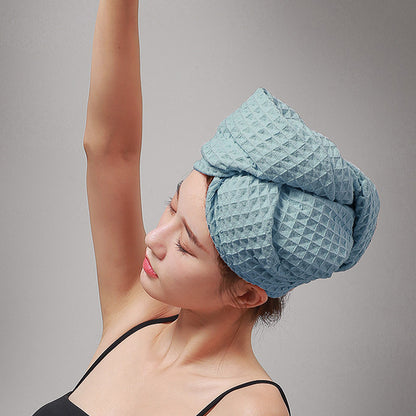 Waffle Weave Button Hair Drying Towel - image 4