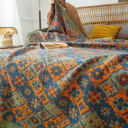 Boho Floral Print Cotton Reversible Quilt - image 4