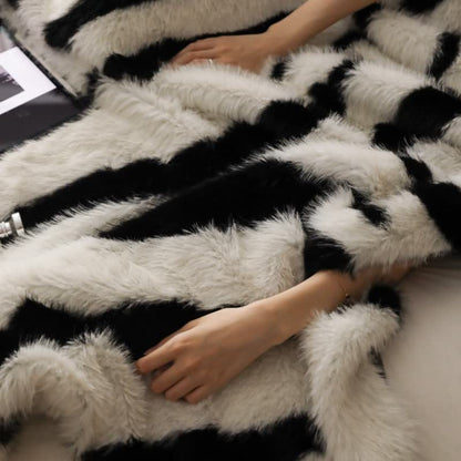 Modern Zebra Print Faux Fur Blanket - image 16