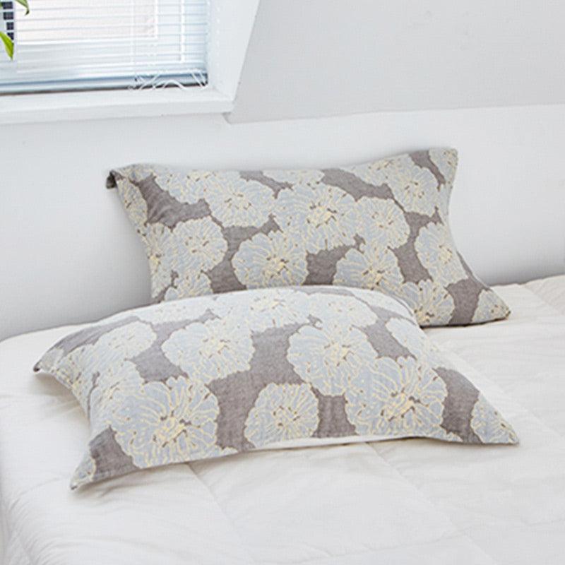 Ownkoti Flower Printed Cotton Decorative Pillow Towel (2PCS) - Dark Gray - 52cm x 75cm - image 12