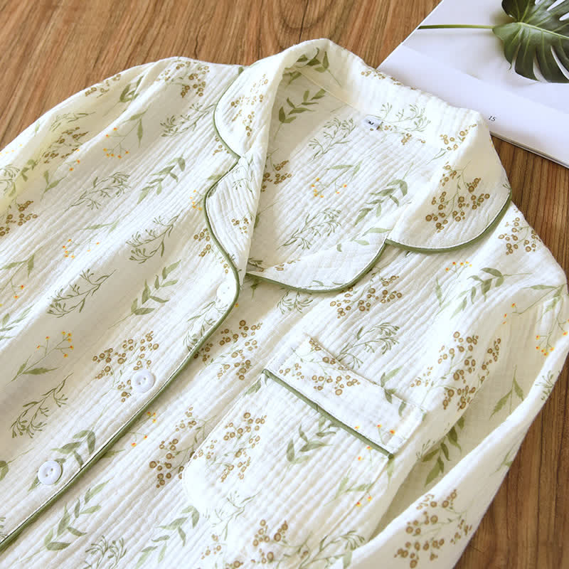 Floral Cotton Double Gauze Pajama Set - image 3