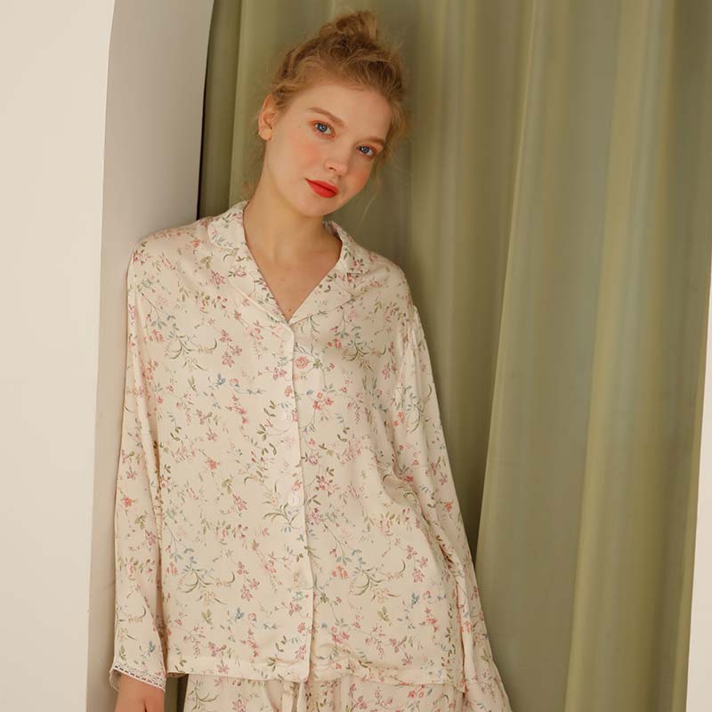 Ownkoti Floral Satin V-Neck Long Sleeve Loungewear - image 8