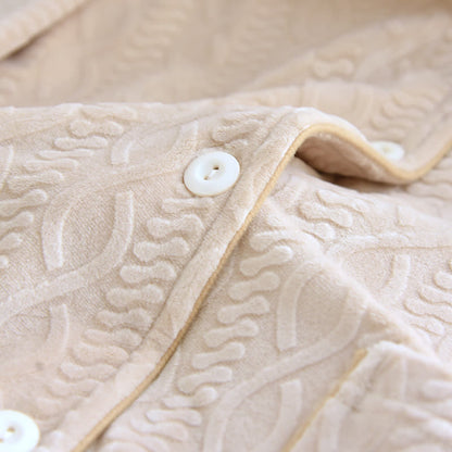 Solid Color Lapel Flannel Pajama Set - image 10