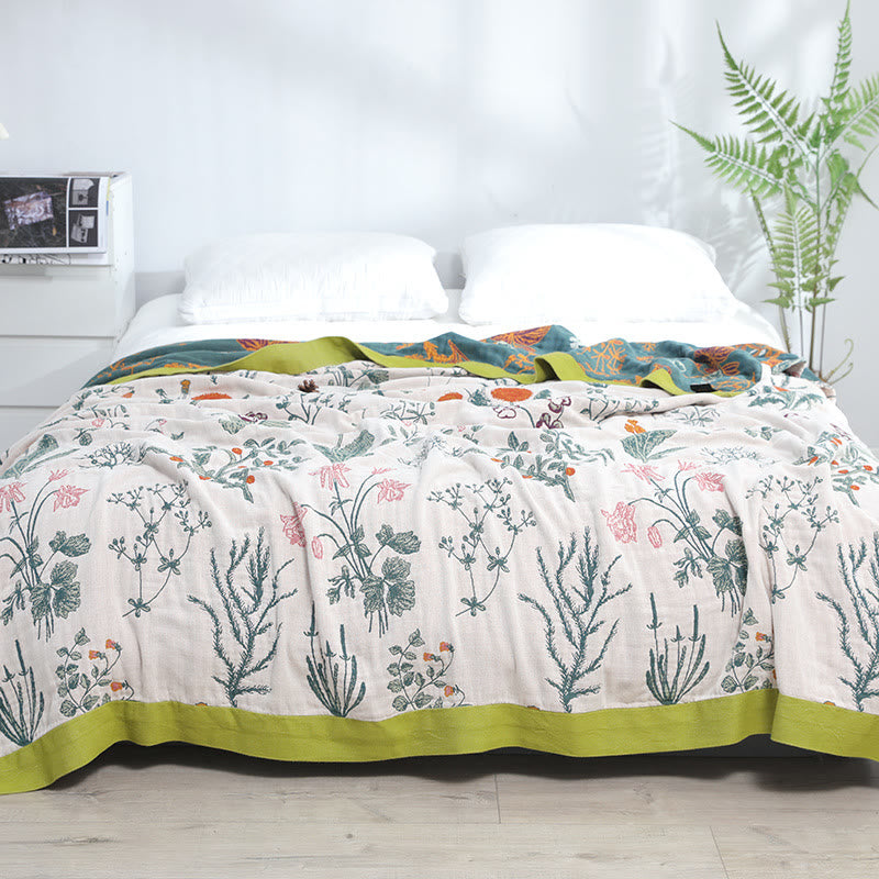 Flower Plant Cotton Reversible Soft Quilt - image 1