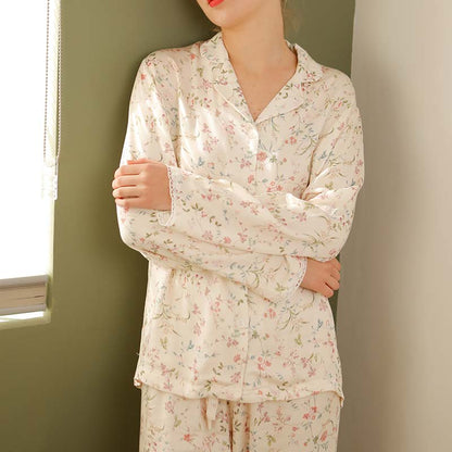 Ownkoti Floral Satin V-Neck Long Sleeve Loungewear - image 14