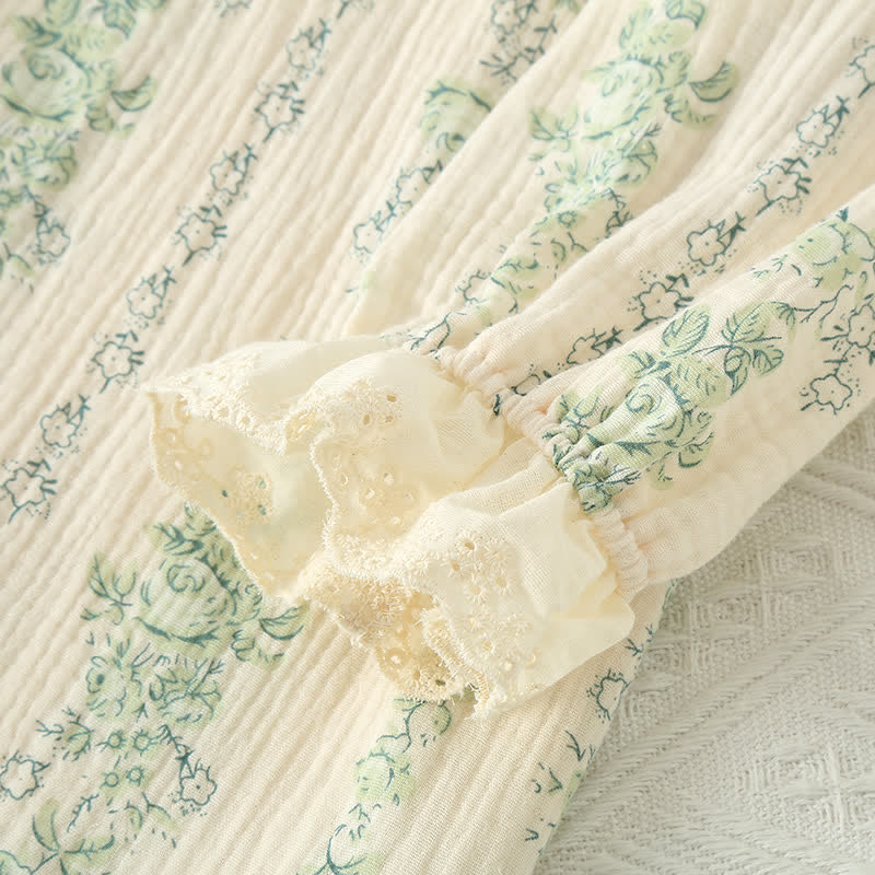 Pastoral Cotton Double Layers Gauze Nightgown - image 5