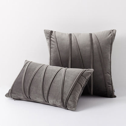 Stripe Pattern Soft Velvet Decorative Pillowcase - Gray - 50cm x 50cm - image 4