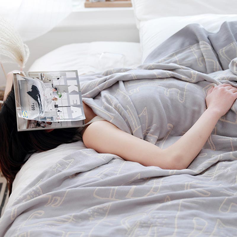 Ownkoti Cat Print Cotton Quilt Reversible Blanket - image 12