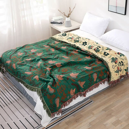 Ownkoti Boho Breathable Flower Bird Reversible Blanket - image 8
