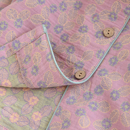 Pure Cotton Jacquard Leaf Pajama Set - image 4