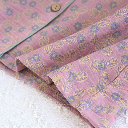 Pure Cotton Jacquard Leaf Pajama Set - image 3