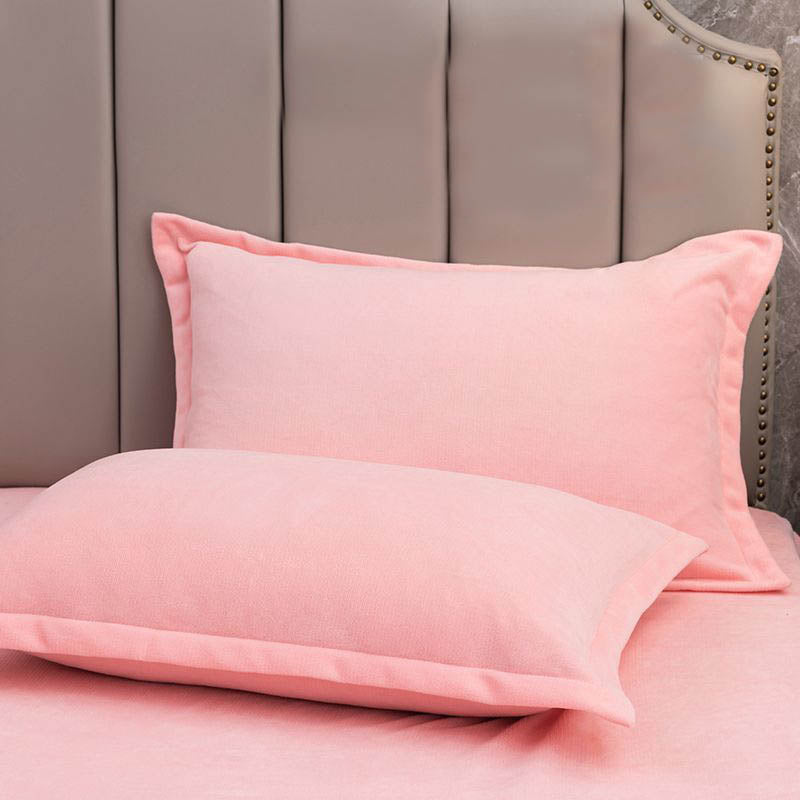 Solid Color Velvety Decorative  Pillowcases(2PCS) - Pink - 19" x 29" - image 17