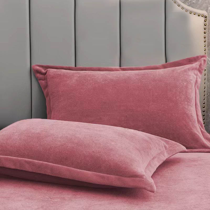 Solid Color Velvety Decorative  Pillowcases(2PCS) - Red Bean Paste - 16" x 21" - image 7