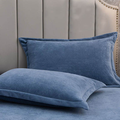 Solid Color Velvety Decorative  Pillowcases(2PCS) - Dark Blue - 19" x 29" - image 14