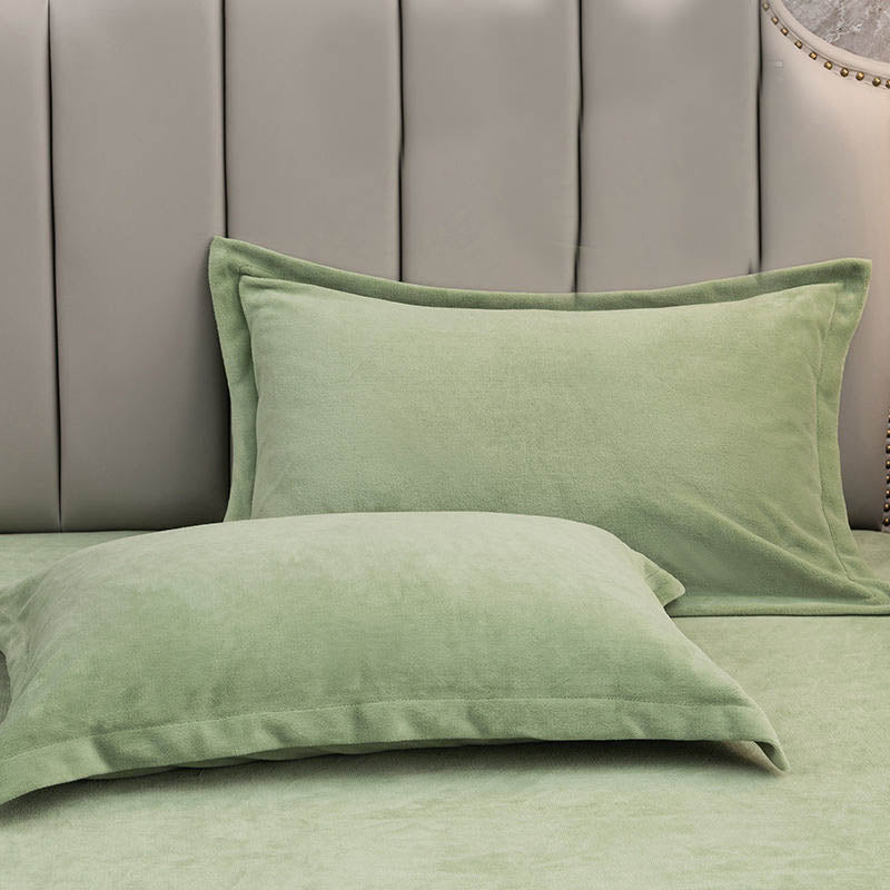 Solid Color Velvety Decorative  Pillowcases(2PCS) - Matcha Green - 19" x 29" - image 8