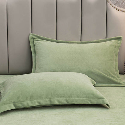 Solid Color Velvety Decorative  Pillowcases(2PCS) - Matcha Green - 19" x 29" - image 8