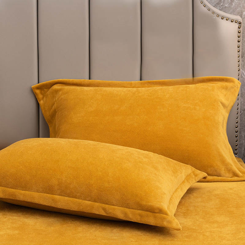 Solid Color Velvety Decorative  Pillowcases(2PCS) - Yellow - 19" x 29" - image 12