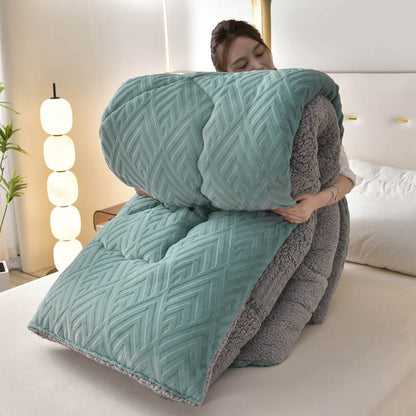 Thick Sherpa Winter Blanket with Quilt Core - Green Lake - King - image 25