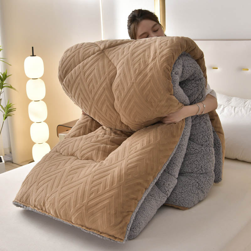 Thick Sherpa Winter Blanket with Quilt Core - Coffee - King - image 31