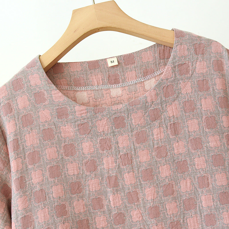 Pure Cotton Yarn-dyed Jacquard Nightdress - image 5