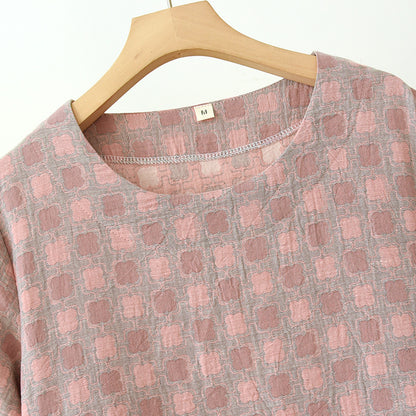 Pure Cotton Yarn-dyed Jacquard Nightdress - image 5