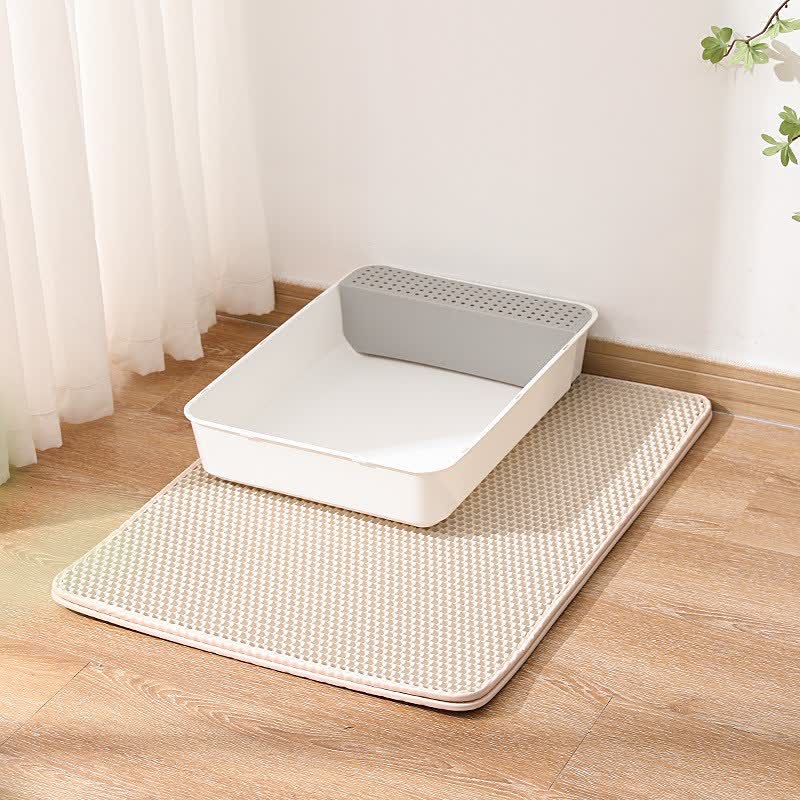 Solid Color Waterproof Cat Litter Mat - Khaki - XL: 55cm x 75cm - image 5