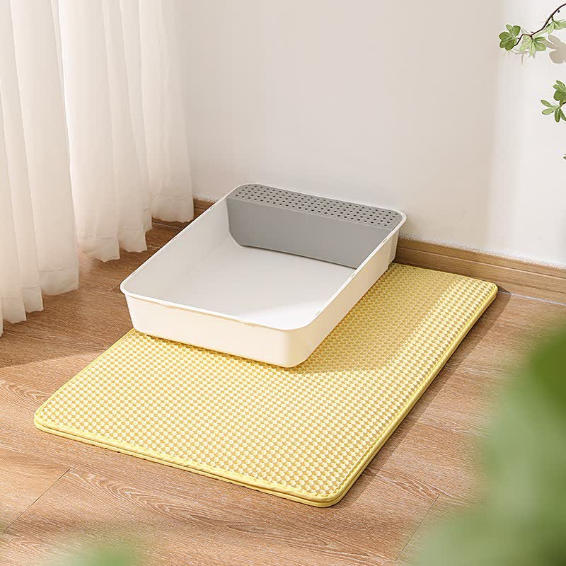 Solid Color Waterproof Cat Litter Mat - Yellow - XL: 55cm x 75cm - image 4