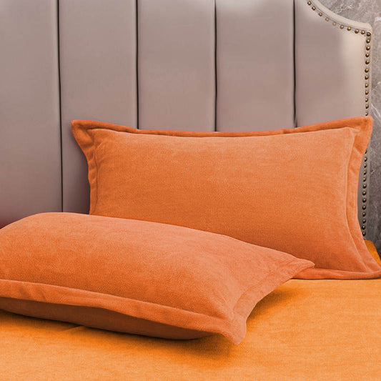 Solid Color Velvety Decorative  Pillowcases(2PCS) - Orange - 16" x 21" - image 0
