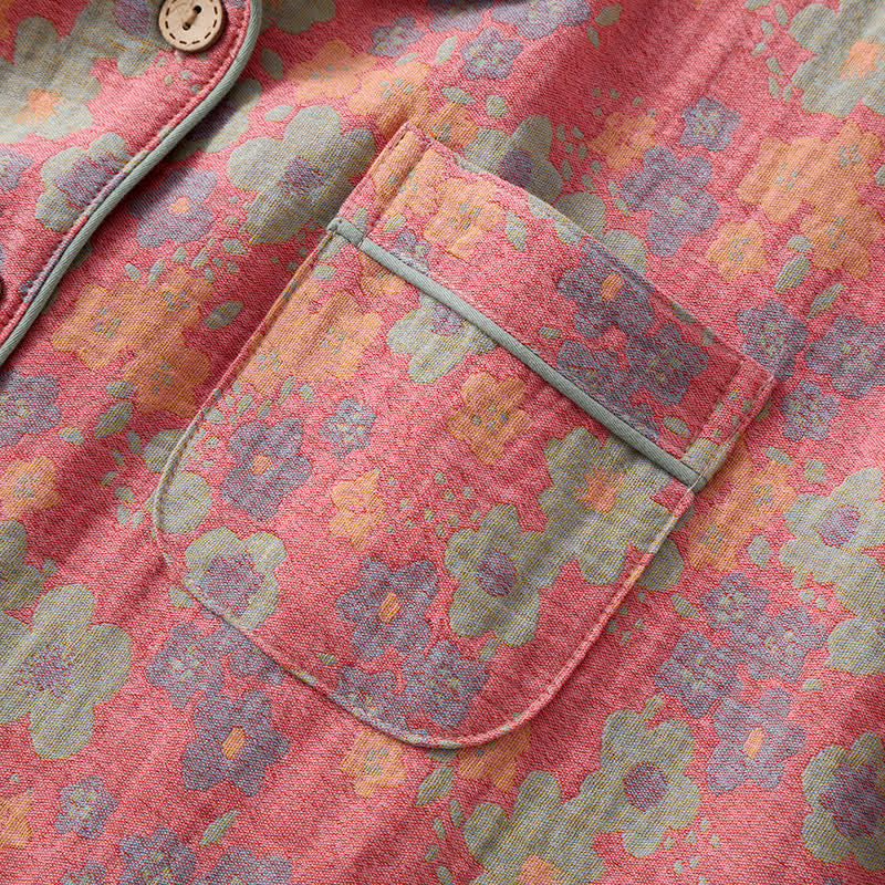 Cotton Gauze Short Sleeve Pajama Set(3PCS) - image 2